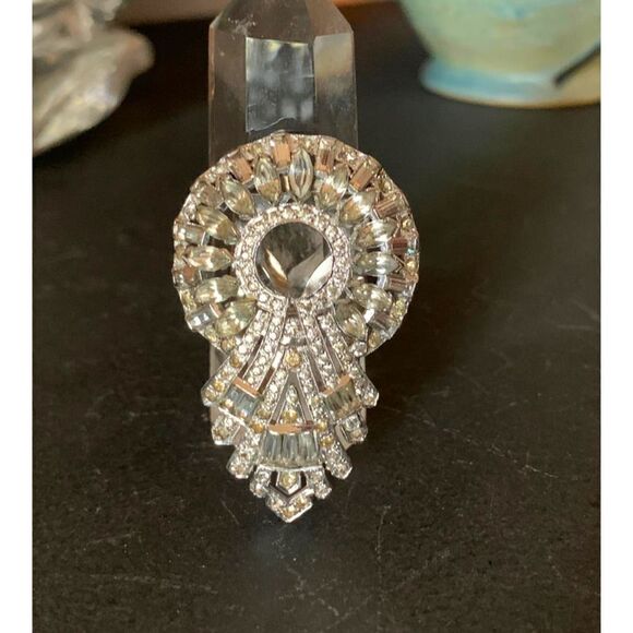 Vintage Rhinestone Art Deco Dress Clip, Unmarked, DISCOUNTED - Picture 1 of 6